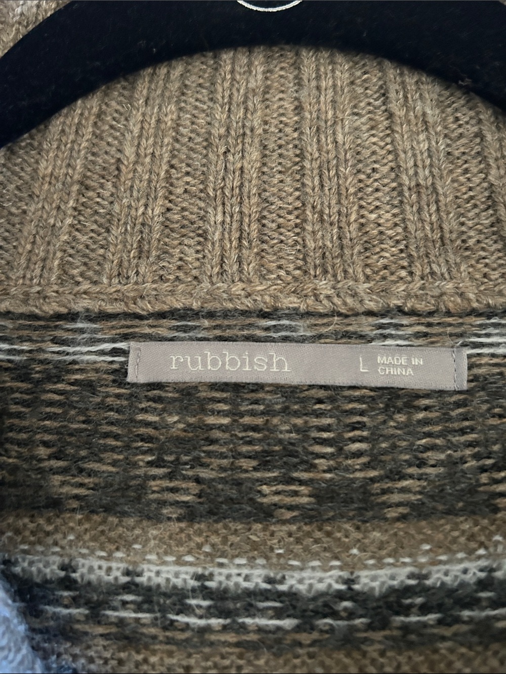 Women's Shawl Collar Fair Isle Sweater - Taupe - Picture 12 of 12